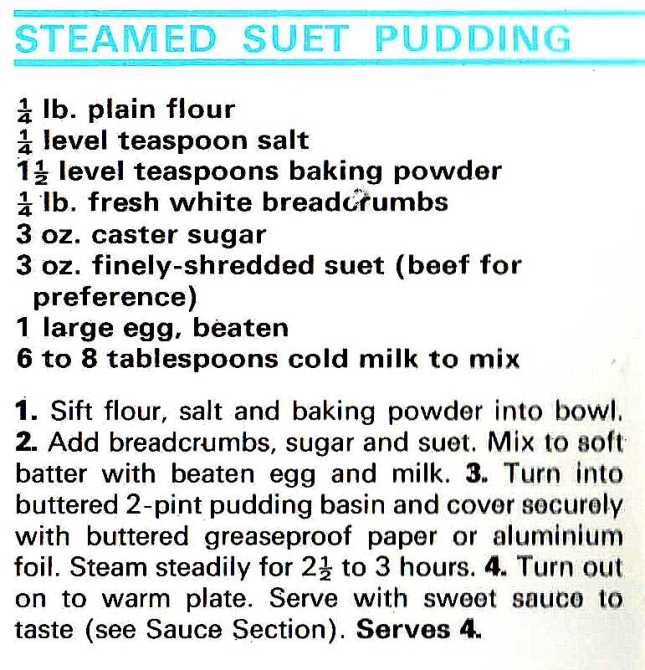 Steamed Suet Pudding